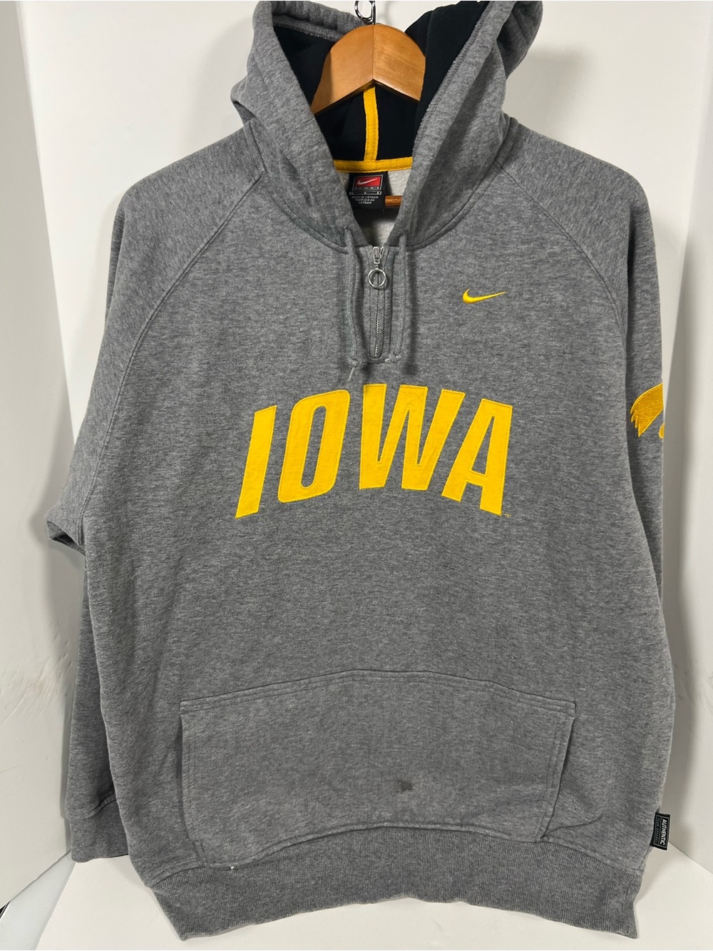 Nike Gray Hoodie with Yellow Iowa Logo